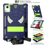 For Lenovo Tab M11/ Xiaoxin Pad 11 2024 Fold-Holder Spider Silicone Hybrid PC Tablet Case(Navy Yellow Green)