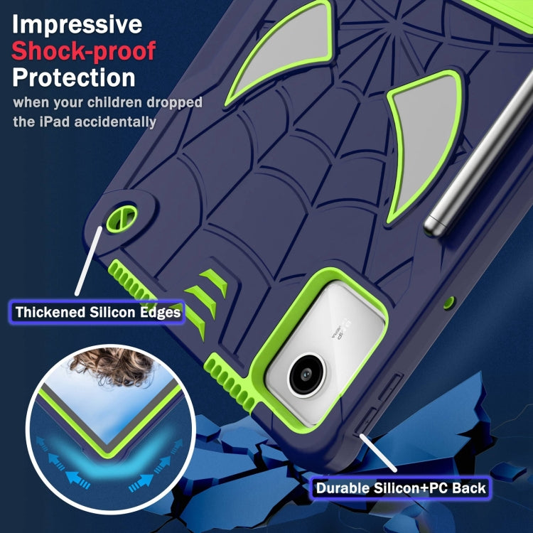 For Lenovo Tab M11/ Xiaoxin Pad 11 2024 Fold-Holder Spider Silicone Hybrid PC Tablet Case(Navy Yellow Green) - Lenovo by PMC Jewellery | Online Shopping South Africa | PMC Jewellery | Buy Now Pay Later Mobicred
