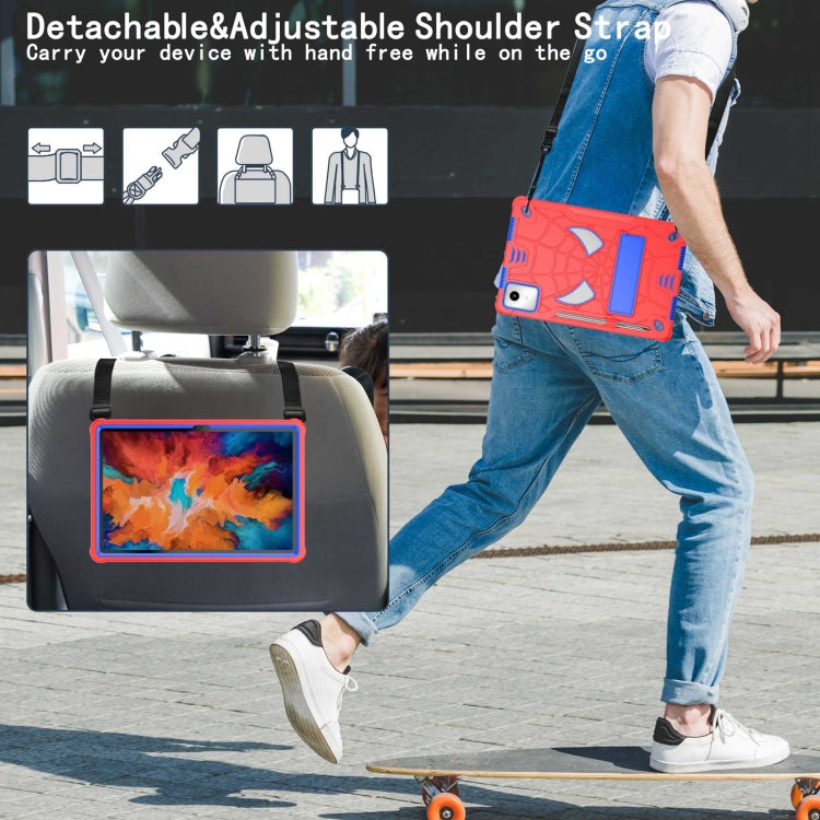 For Lenovo Tab M11/ Xiaoxin Pad 11 2024 Fold-Holder Spider Silicone Hybrid PC Tablet Case(Red Blue) - Lenovo by PMC Jewellery | Online Shopping South Africa | PMC Jewellery | Buy Now Pay Later Mobicred