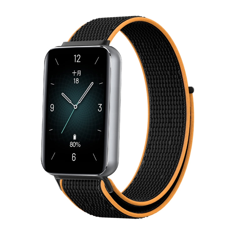 For Honor Band 9 Woven Nylon Loop Watch Band(Black Orange) - Watch Bands by PMC TechLife | Online Shopping South Africa | PMC TechLife