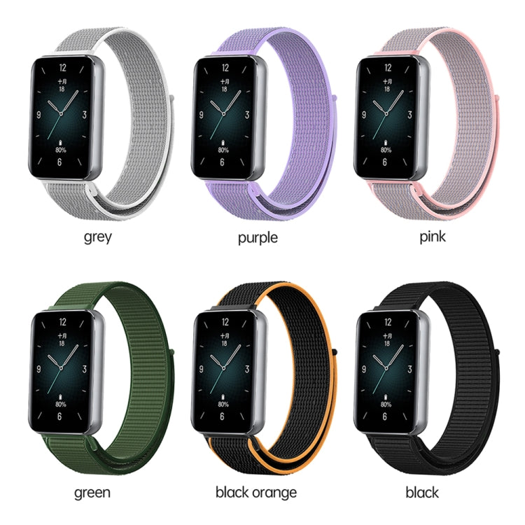 For Honor Band 9 Woven Nylon Loop Watch Band(Black Orange) - Watch Bands by PMC TechLife | Online Shopping South Africa | PMC TechLife