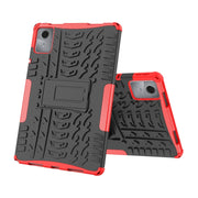 For Lenovo Tab M11/ Xiaoxin Pad 11 2024 Tire Texture TPU Hybrid PC Tablet Case with Holder(Red)