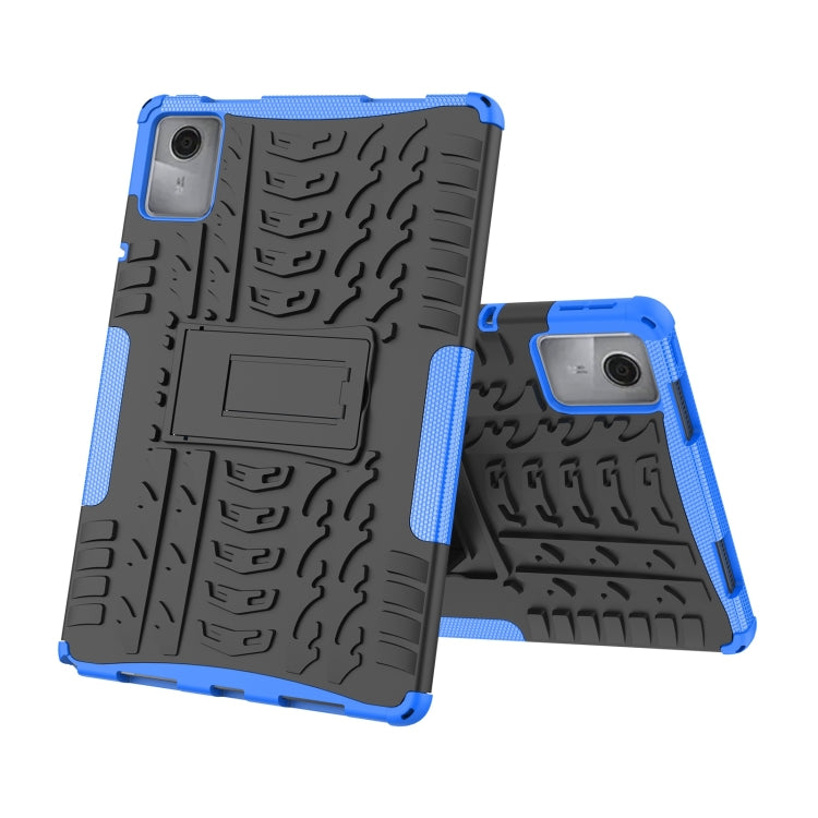 For Lenovo Tab M11/ Xiaoxin Pad 11 2024 Tire Texture TPU Hybrid PC Tablet Case with Holder(Blue)