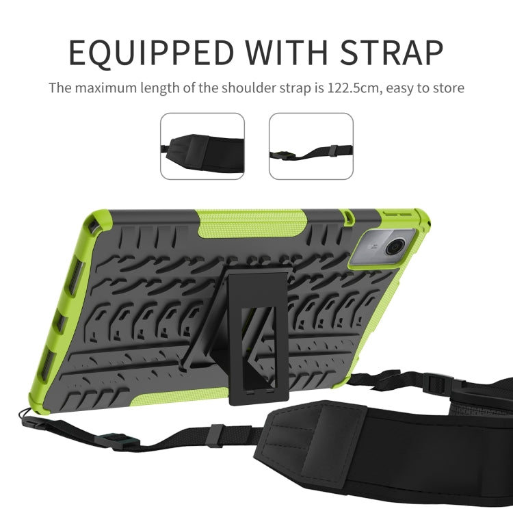 For Lenovo Tab M11/ Xiaoxin Pad 11 2024 Tire Texture TPU Hybrid PC Tablet Case with Holder(Blue)