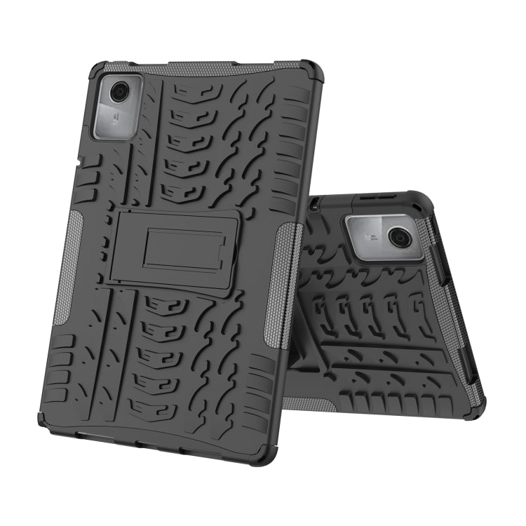 For Lenovo Tab M11/ Xiaoxin Pad 11 2024 Tire Texture TPU Hybrid PC Tablet Case with Holder(Black) - Lenovo by PMC Jewellery | Online Shopping South Africa | PMC Jewellery | Buy Now Pay Later Mobicred