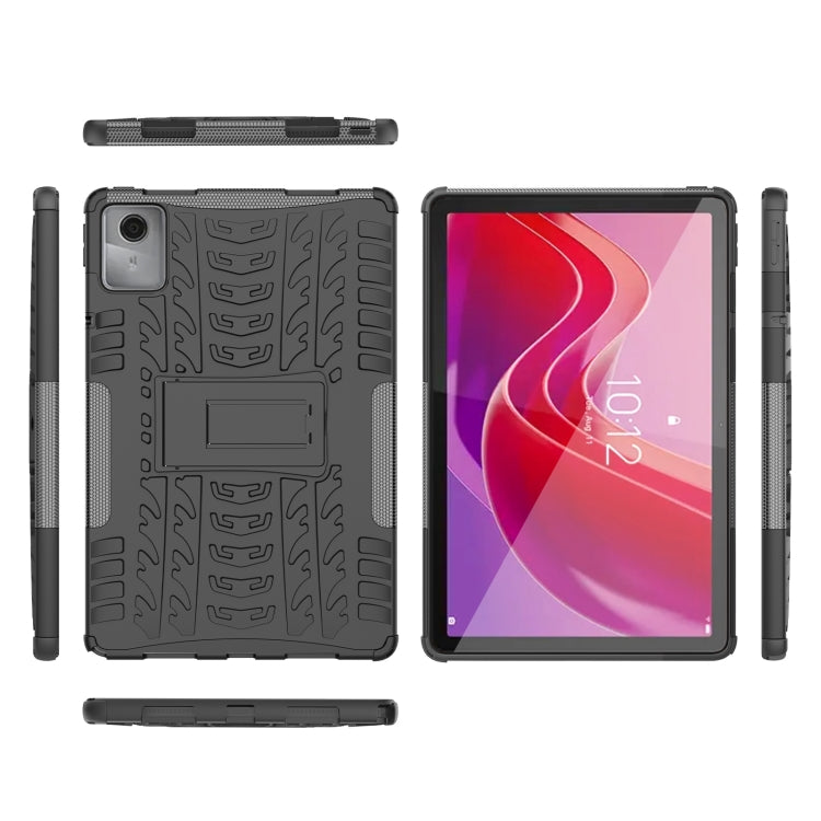 For Lenovo Tab M11/ Xiaoxin Pad 11 2024 Tire Texture TPU Hybrid PC Tablet Case with Holder(Black) - Lenovo by PMC Jewellery | Online Shopping South Africa | PMC Jewellery | Buy Now Pay Later Mobicred