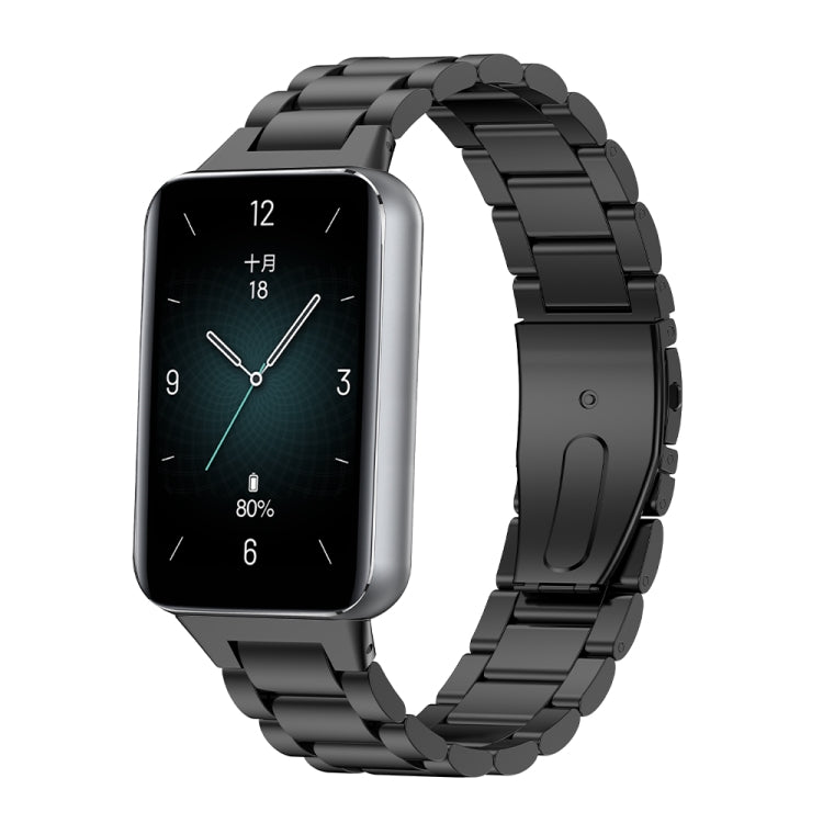 For Honor Band 9 Three Strains Metal Watch Band(Black) - Watch Bands by PMC TechLife | Online Shopping South Africa | PMC TechLife