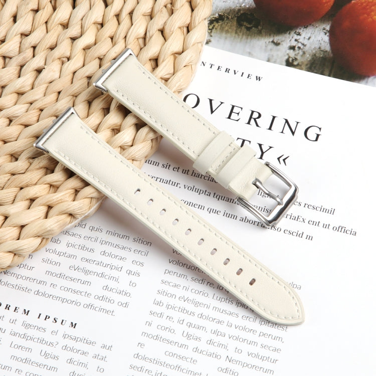 For Honor Band 9 Genuine Leather Watch Band(Creamy White) - Watch Bands by PMC TechLife | Online Shopping South Africa | PMC TechLife