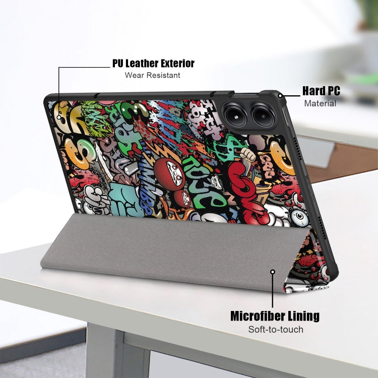 For Xiaomi Redmi Pad Pro 12.1 Custer Painted 3-Fold Stand Leather Smart Tablet Case(Graffiti) - More Tablet Cases by PMC TechLife | Online Shopping South Africa | PMC TechLife | Buy Now Pay Later Mobicred