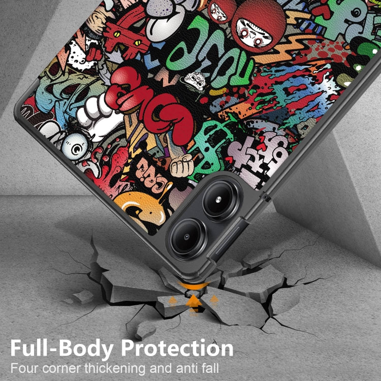 For Xiaomi Redmi Pad Pro 12.1 Custer Painted 3-Fold Stand Leather Smart Tablet Case(Graffiti) - More Tablet Cases by PMC TechLife | Online Shopping South Africa | PMC TechLife | Buy Now Pay Later Mobicred