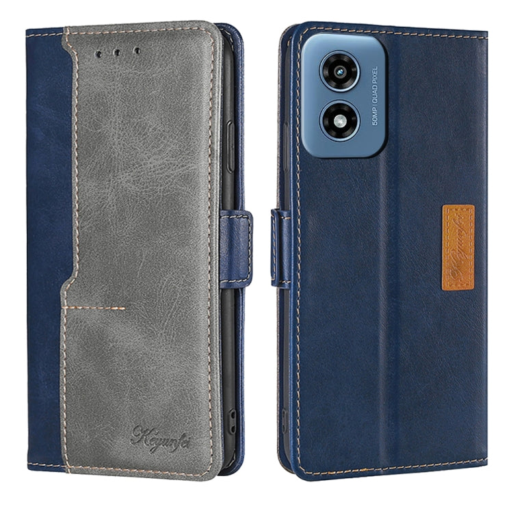 For Motorola Moto G Play 4G 2024 Contrast Color Side Buckle Leather Phone Case(Blue + Grey) - Motorola Cases by PMC Jewellery | Online Shopping South Africa | PMC Jewellery | Buy Now Pay Later Mobicred