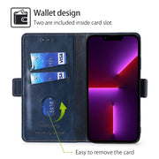 For Motorola Moto G Play 4G 2024 Contrast Color Side Buckle Leather Phone Case(Blue + Grey)