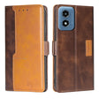 For Motorola Moto G Play 4G 2024 Contrast Color Side Buckle Leather Phone Case(Dark Brown + Gold) - Motorola Cases by PMC Jewellery | Online Shopping South Africa | PMC Jewellery | Buy Now Pay Later Mobicred