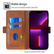 For Motorola Moto G Play 4G 2024 Contrast Color Side Buckle Leather Phone Case(Light Brown + Green)