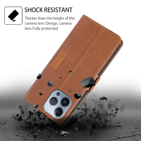 For Motorola Moto G Play 4G 2024 Contrast Color Side Buckle Leather Phone Case(Light Brown + Green)