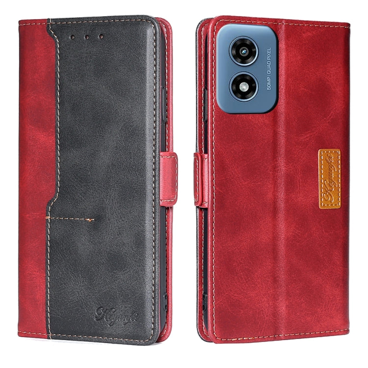 For Motorola Moto G Play 4G 2024 Contrast Color Side Buckle Leather Phone Case(Red + Black) - Motorola Cases by PMC Jewellery | Online Shopping South Africa | PMC Jewellery | Buy Now Pay Later Mobicred