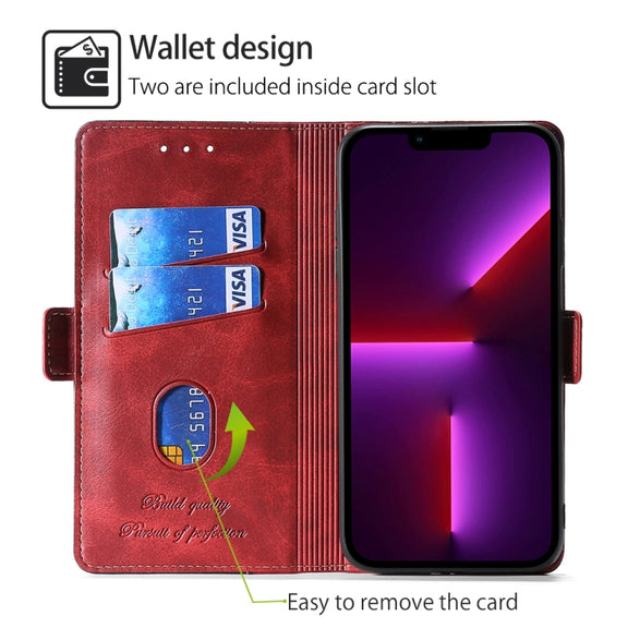 For Motorola Moto G Play 4G 2024 Contrast Color Side Buckle Leather Phone Case(Red + Black)
