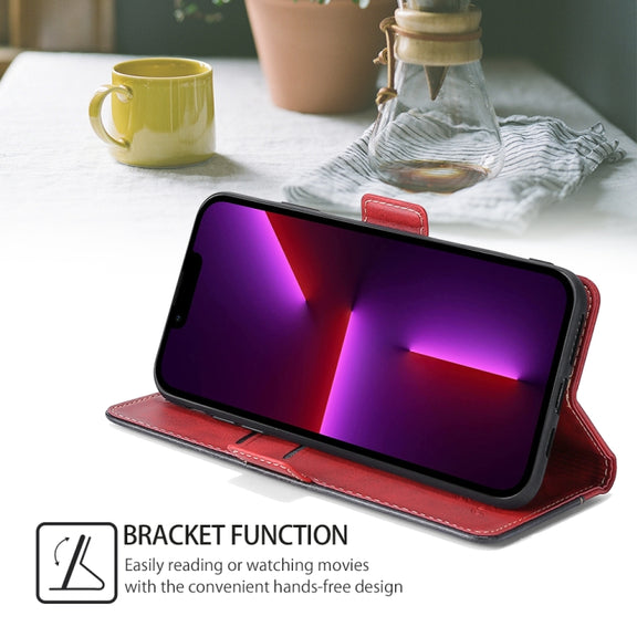 For Motorola Moto G Play 4G 2024 Contrast Color Side Buckle Leather Phone Case(Red + Black)
