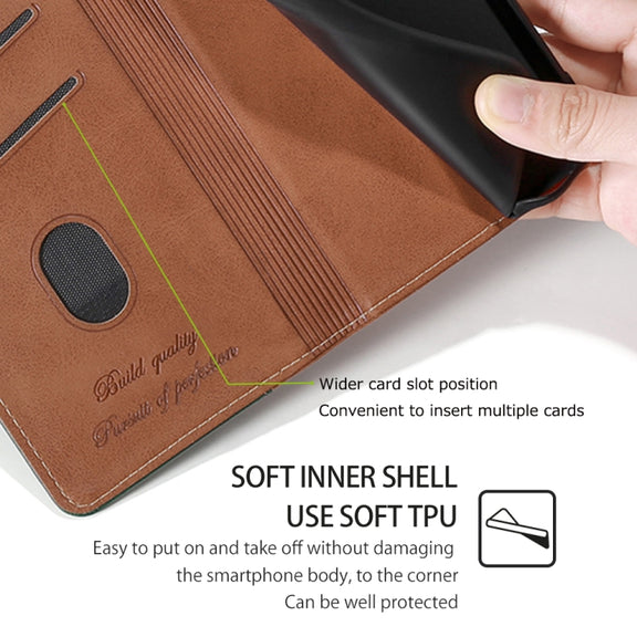 For Motorola Edge 5G 2024 Contrast Color Side Buckle Leather Phone Case(Light Brown + Green)