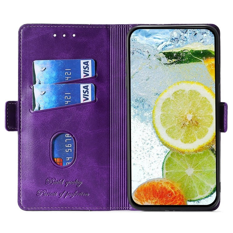For Motorola Edge 5G 2024 Contrast Color Side Buckle Leather Phone Case(Purple + Rose Red)