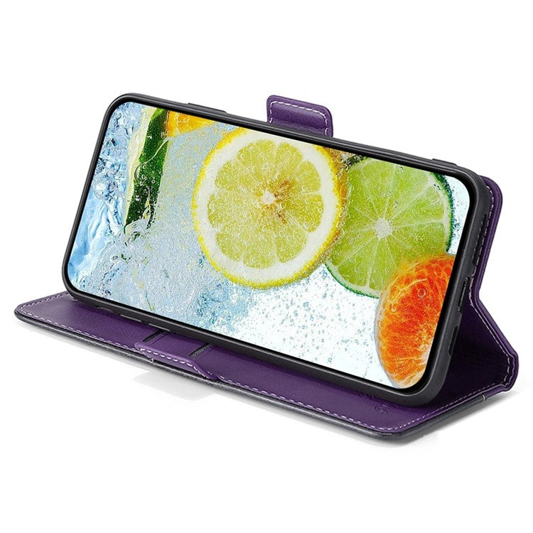 For Motorola Edge 5G 2024 Contrast Color Side Buckle Leather Phone Case(Purple + Rose Red)