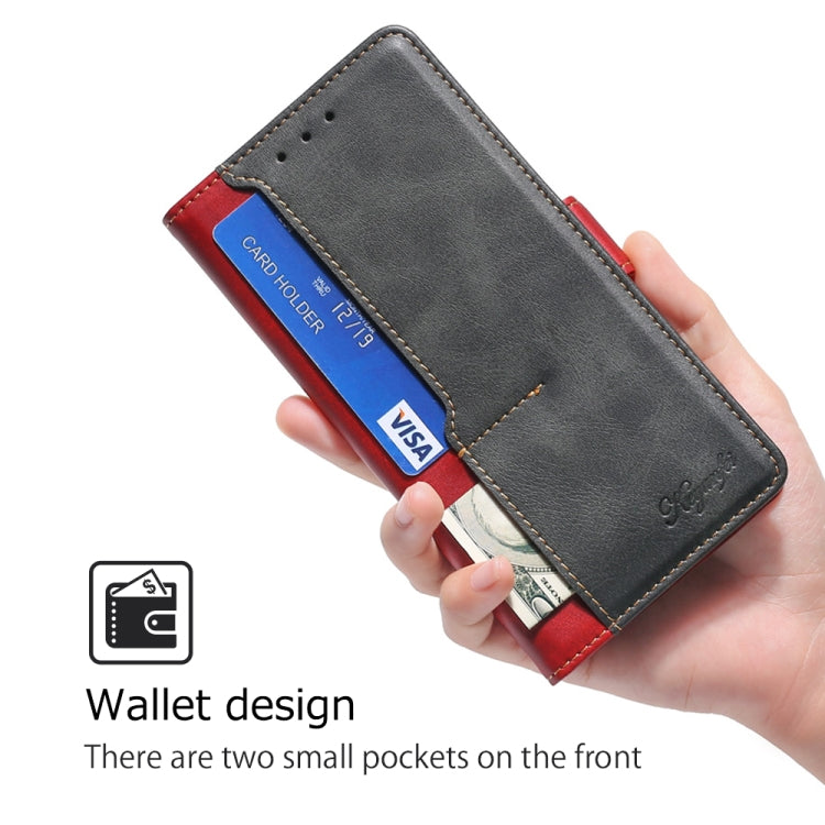For Motorola Edge 5G 2024 Contrast Color Side Buckle Leather Phone Case(Red + Black)