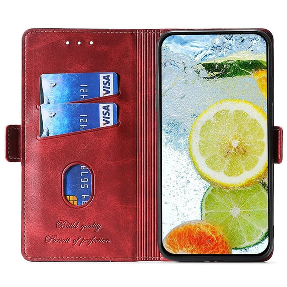 For Motorola Edge 5G 2024 Contrast Color Side Buckle Leather Phone Case(Red + Black)