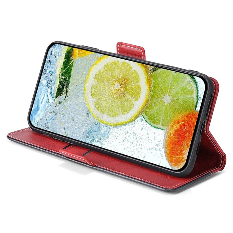 For Motorola Edge 5G 2024 Contrast Color Side Buckle Leather Phone Case(Red + Black)
