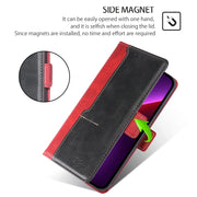For Motorola Edge 5G 2024 Contrast Color Side Buckle Leather Phone Case(Red + Black)