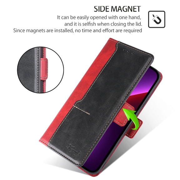 For Motorola Edge 5G 2024 Contrast Color Side Buckle Leather Phone Case(Red + Black)