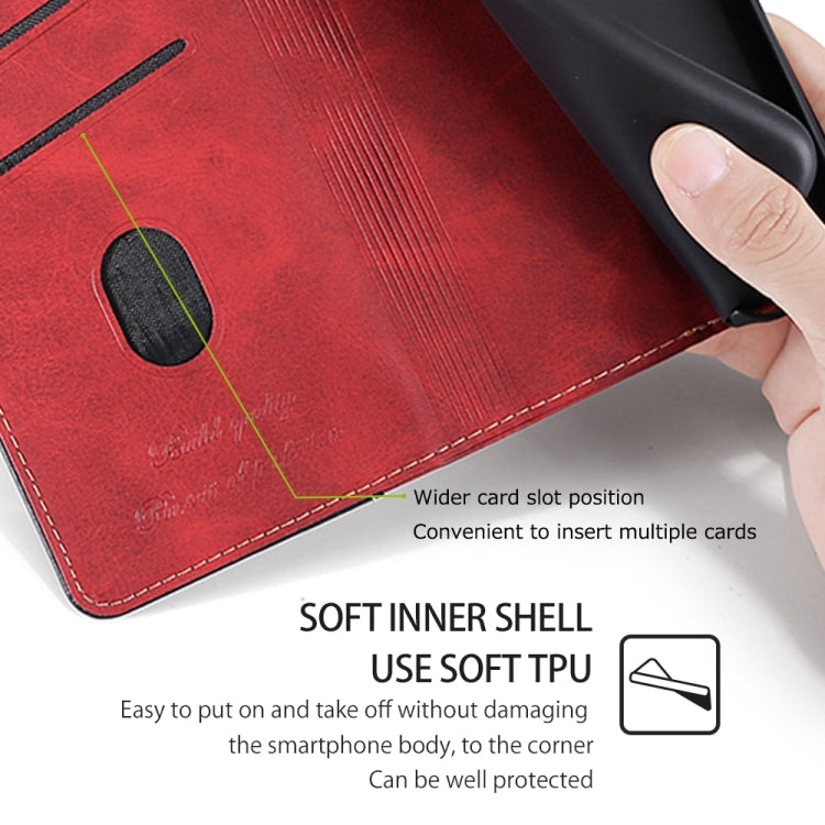 For Motorola Edge 5G 2024 Contrast Color Side Buckle Leather Phone Case(Red + Black)