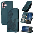 For iPhone 16 Datura Flower Embossed Flip Leather Phone Case(Dark Green) - iPhone 16 Cases by PMC TechLife | Online Shopping South Africa | PMC TechLife | Buy Now Pay Later Mobicred