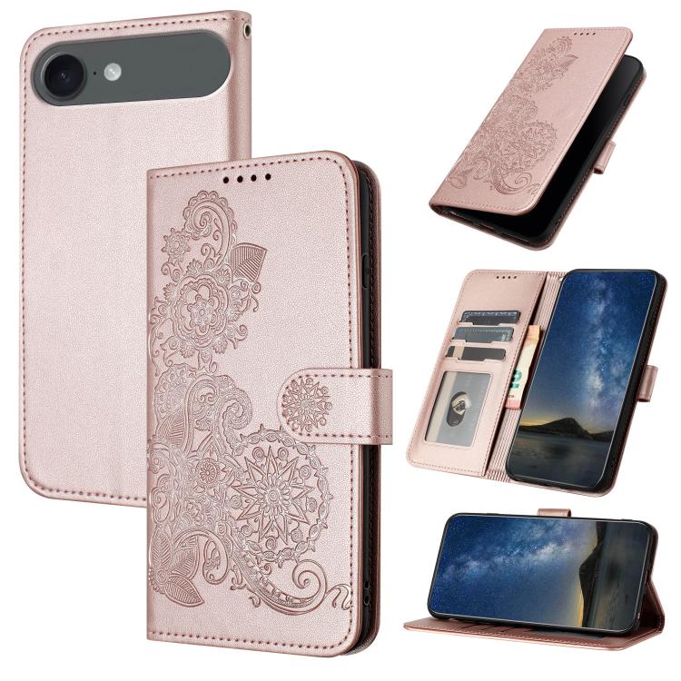 For iPhone 17 Air Datura Flower Embossed Flip Leather Phone Case(Rose Gold) - free shipping - PMc TechLife - Order now!