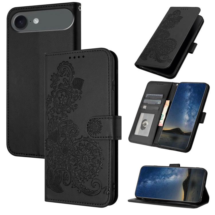 For iPhone 17 Air Datura Flower Embossed Flip Leather Phone Case(Black) - free shipping - PMc TechLife - Order now!