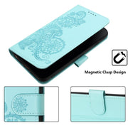 For iPhone 17 Pro Max Datura Flower Embossed Flip Leather Phone Case(Light Blue)