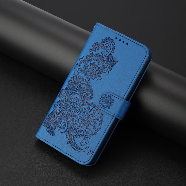 For iPhone 17 Pro Datura Flower Embossed Flip Leather Phone Case(Blue) - free shipping - PMc TechLife - Order now!