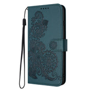 For iPhone 17 Pro Datura Flower Embossed Flip Leather Phone Case(Dark Green)
