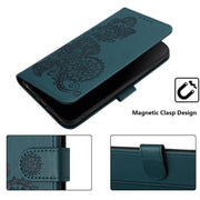 For iPhone 17 Pro Datura Flower Embossed Flip Leather Phone Case(Dark Green)