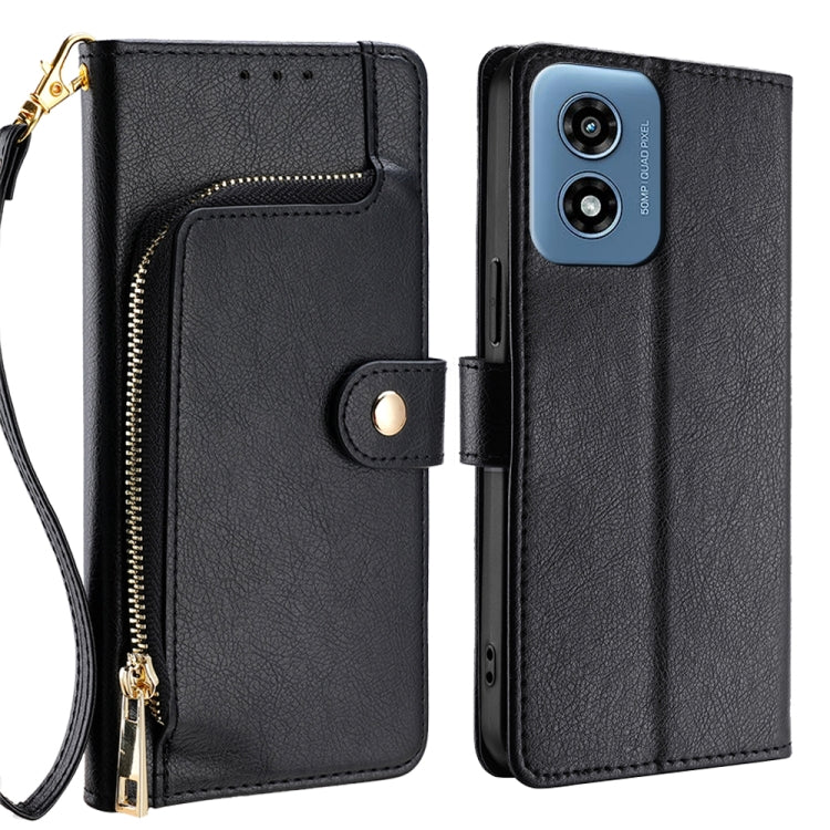 For Motorola Moto G Play 4G 2024 Zipper Bag Leather Phone Case(Black) - Motorola Cases by PMC Jewellery | Online Shopping South Africa | PMC Jewellery | Buy Now Pay Later Mobicred