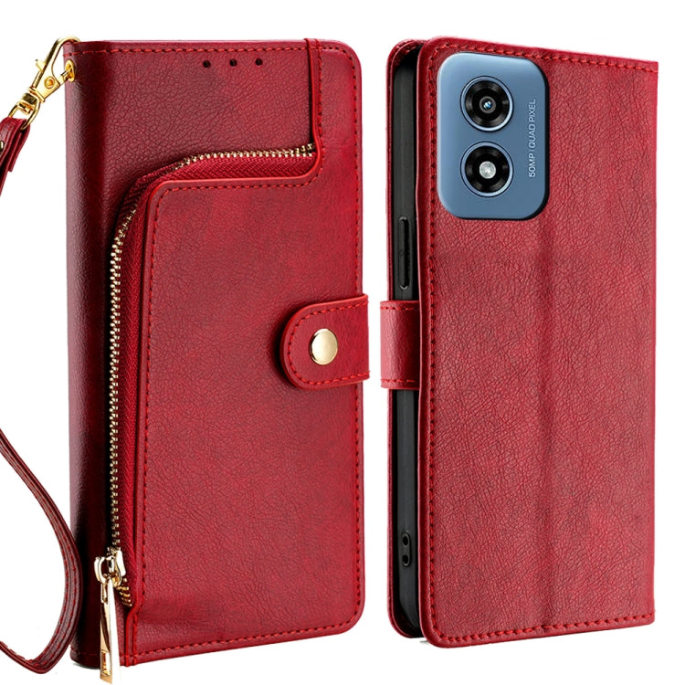 For Motorola Moto G Play 4G 2024 Zipper Bag Leather Phone Case(Red) - Motorola Cases by PMC Jewellery | Online Shopping South Africa | PMC Jewellery | Buy Now Pay Later Mobicred