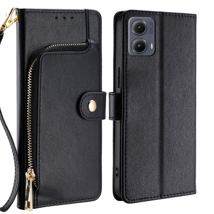 For Motorola Edge 5G 2024 Zipper Bag Leather Phone Case(Black) - Motorola Cases by PMC Jewellery | Online Shopping South Africa | PMC Jewellery | Buy Now Pay Later Mobicred