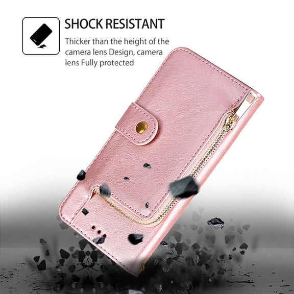 For Motorola Edge 5G 2024 Zipper Bag Leather Phone Case(Rose Gold)