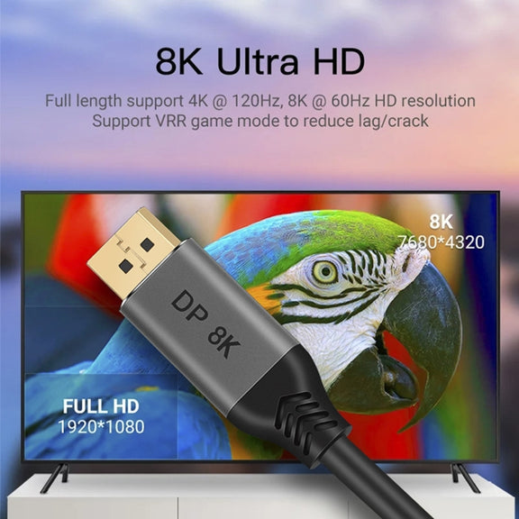 DisplayPort 1.4 Male to Male 8K HDR 60Hz 32.4Gbps Connection Cable, Cable Length:5m