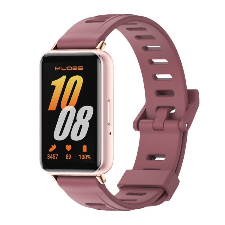 For Samsung Galaxy Fit 3 Mijobs Flat Hole Silicone Watch Band(Wine Red+Rose Gold) - free shipping - PMc TechLife - Order now!