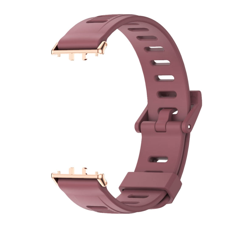 For Samsung Galaxy Fit 3 Mijobs Flat Hole Silicone Watch Band(Wine Red+Rose Gold) - free shipping - PMc TechLife - Order now!