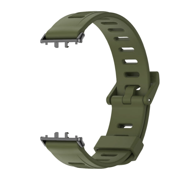 For Samsung Galaxy Fit 3 Mijobs Flat Hole Silicone Watch Band(Army Green+Black)