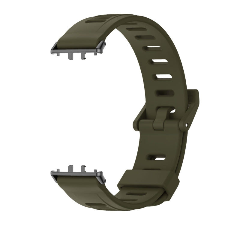 For Samsung Galaxy Fit 3 Mijobs Flat Hole Silicone Watch Band(Khaki Green+Black) - free shipping - PMc TechLife - Order now!