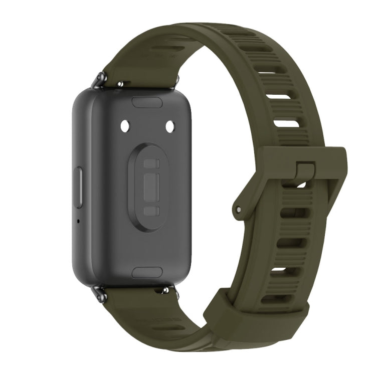 For Samsung Galaxy Fit 3 Mijobs Flat Hole Silicone Watch Band(Khaki Green+Black) - free shipping - PMc TechLife - Order now!