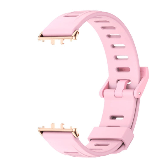 For Samsung Galaxy Fit 3 Mijobs Flat Hole Silicone Watch Band(Lotus Root Powder+Rose Gold)