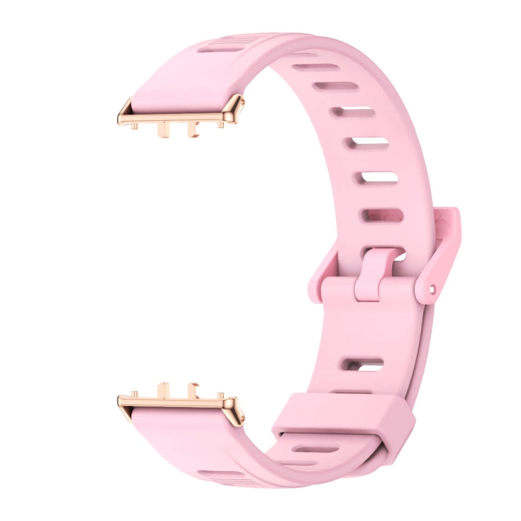 For Samsung Galaxy Fit 3 Mijobs Flat Hole Silicone Watch Band(Lotus Root Powder+Rose Gold)